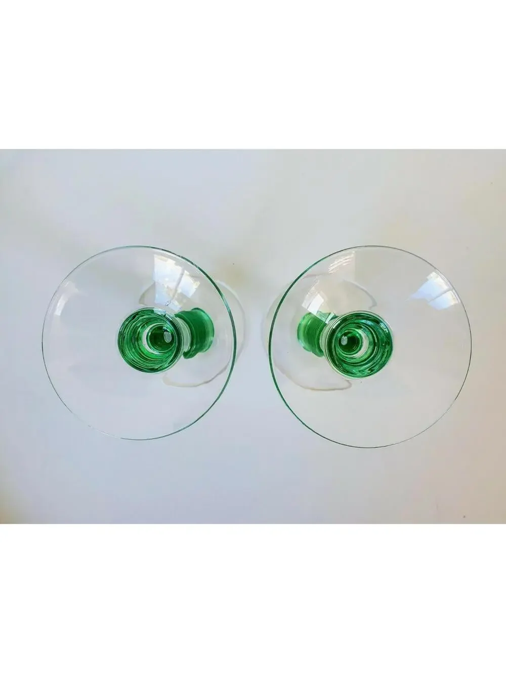 Vintage Green Spiral Glass Candlestick Holders 7